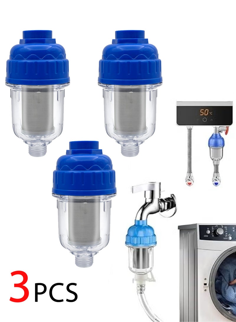 جورفنت 3 فلاتر دش للماء العسر، فلتر رواسب قابل لإعادة الاستخدام مقاس 1/2 بوصة، شبكة من الفولاذ المقاوم للصدأ 316 قابلة للغسل مع ترشيح 40 ميكرومتر، فلاتر رأس الدش لتصفية الرواسب والشوائب الأخرى، أجهزة تنقية مياه الصنبور المنزلية عالية الإنتاجية للمطبخ والحمامات والغسالات، فلتر منعم مياه الدش - Image 1